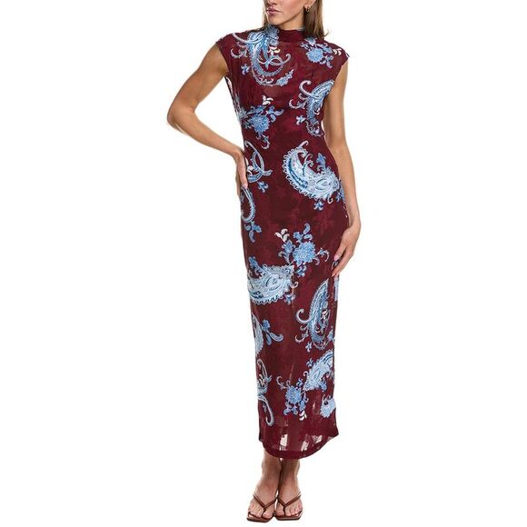 Hemant & Nandita Dresses & Skirts - Hemant & Nandita Womens Burnout Jacquard Maxi Dress, Red